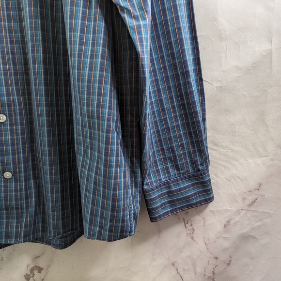 Duluth Shirt Mens 2XL Blue Button Down Plaid Long Sleeve Wrinkle Fighter Iron - Picture 4 of 11